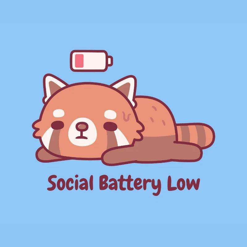 Cute Tired Red Panda Introvert Social Battery Low