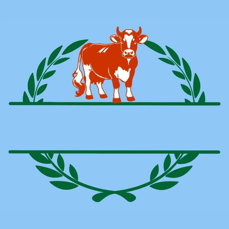 Red & White Cow with Own Text