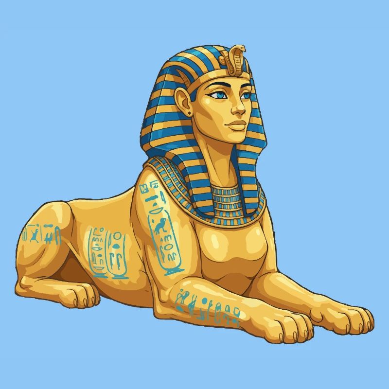 Goldene Sphinx mit Hieroglyphen