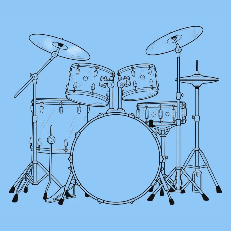 Black and White Drumset Sketch