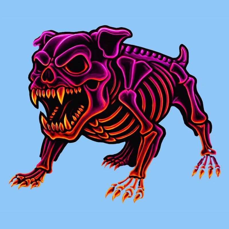 Neon Skelett Dinosaurier