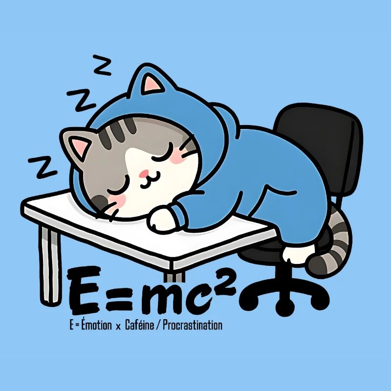 E = mc² - Sleeper Cat in Blue Pyjamas