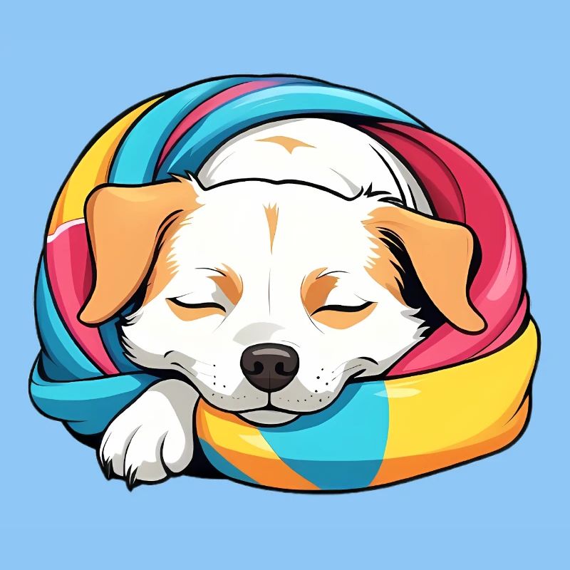 Chiot endormi Écharpe arc-en-ciel