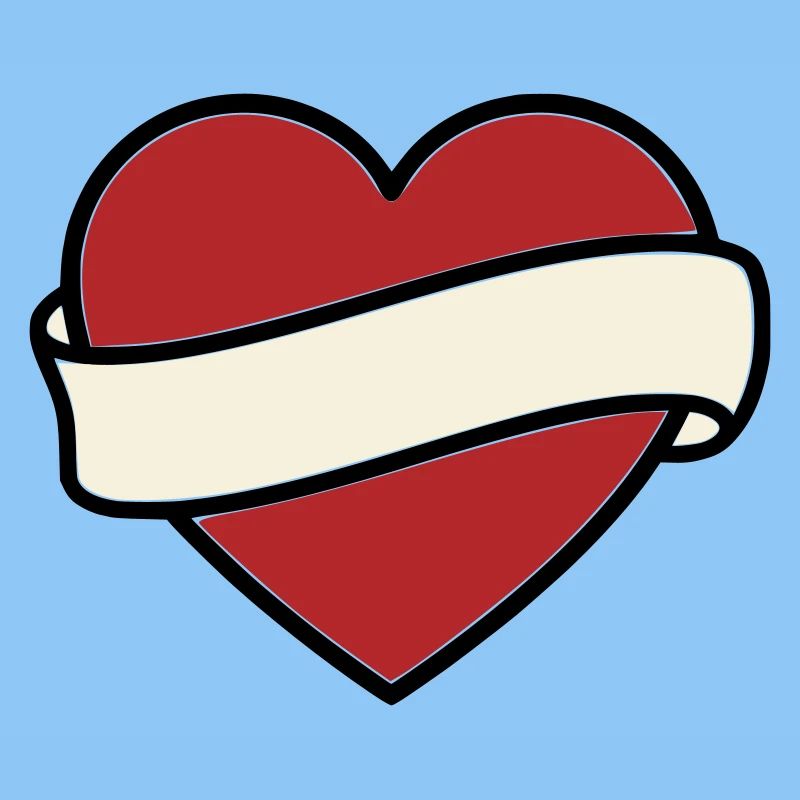 Tattoo Heart Banner Scroll Vector