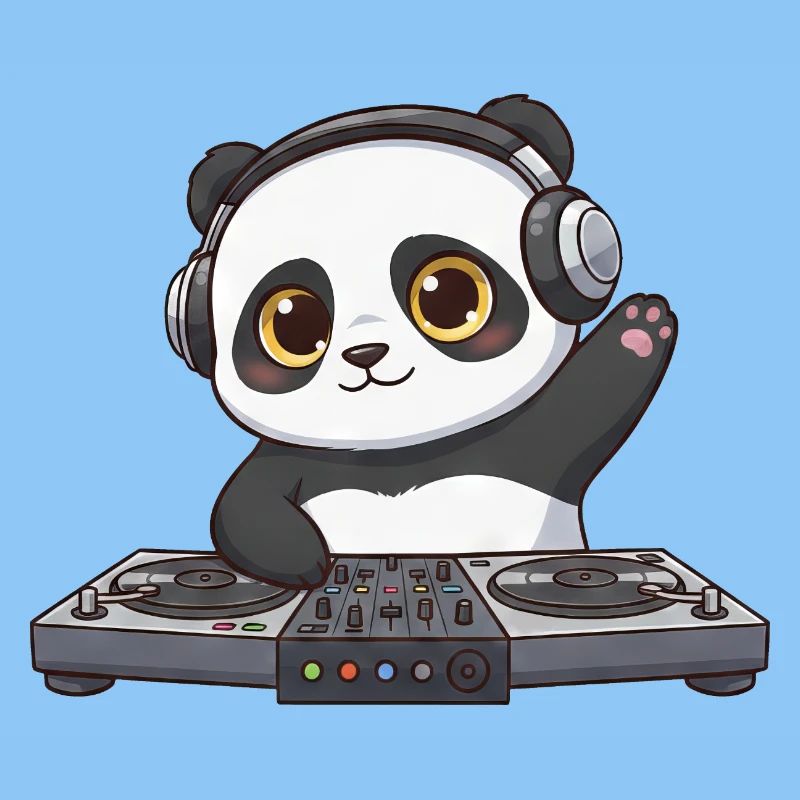 Panda DJ Dancing Techno Music DJ Party