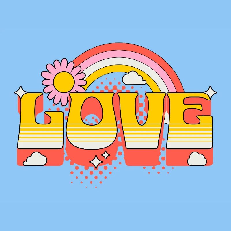 Love Liebe Schrift Blume Regenbogen Wolken Kunst