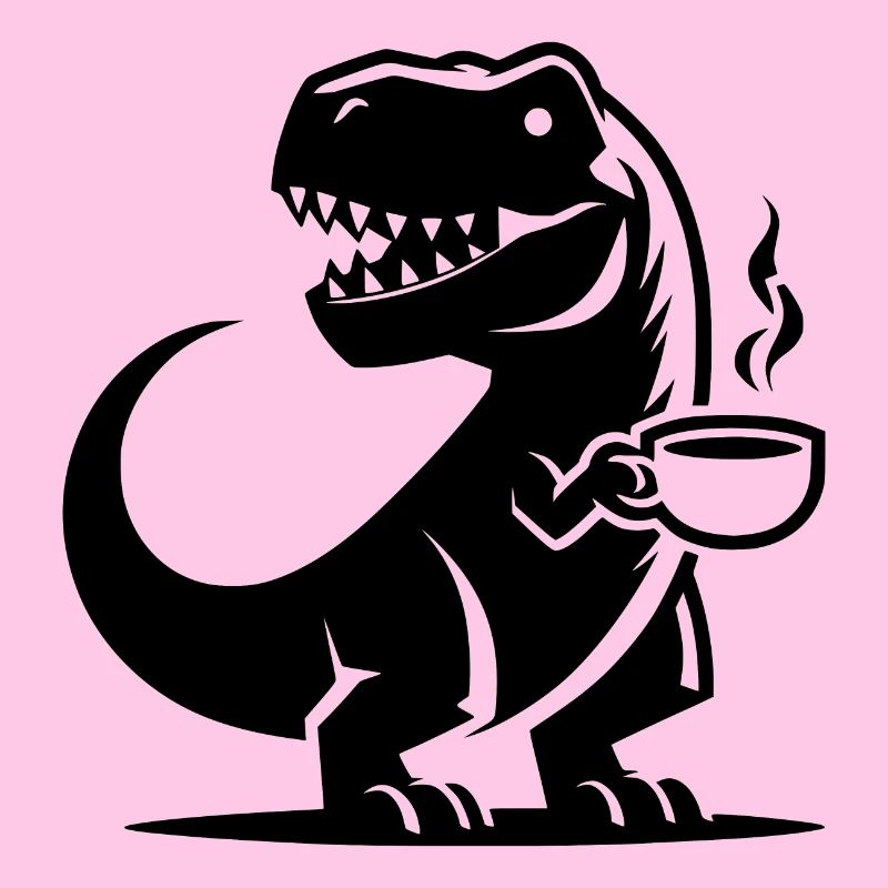 Caffeine Dinosaur T-Rex with Coffee Cup