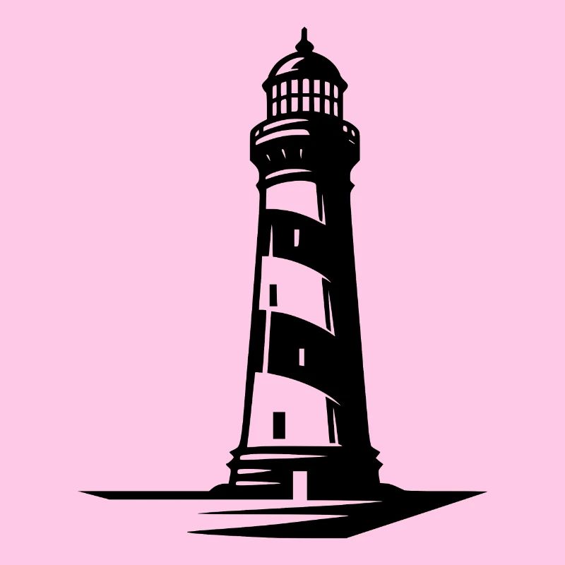 Old lonely striped coastal lighthouse