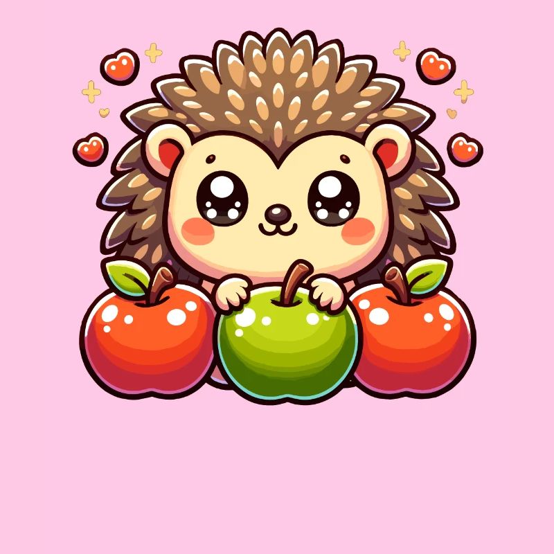 Hedgehog With Apples Unique Nature Design