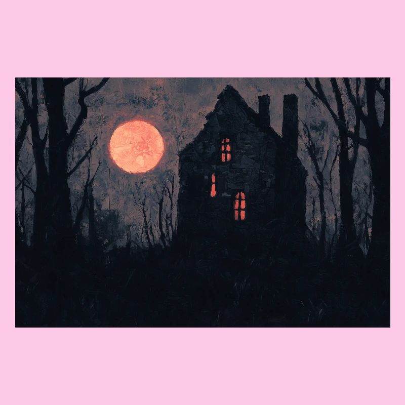 Poster Illustration Maison Hantée