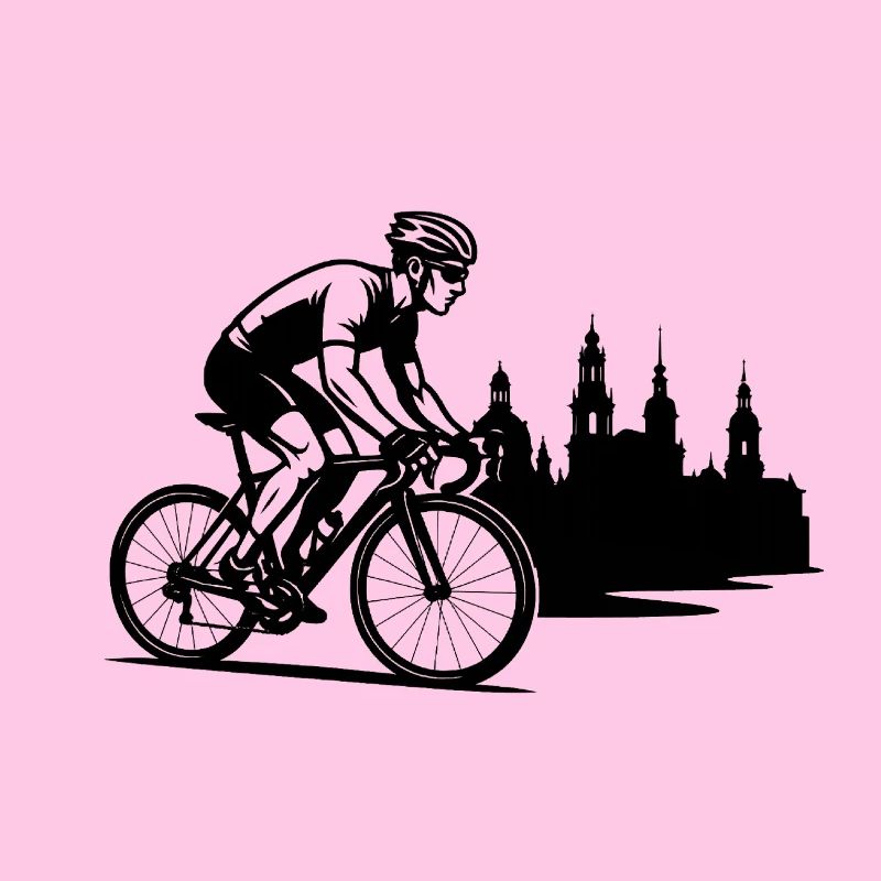 Rennradfahrer vor Dresdner Skyline