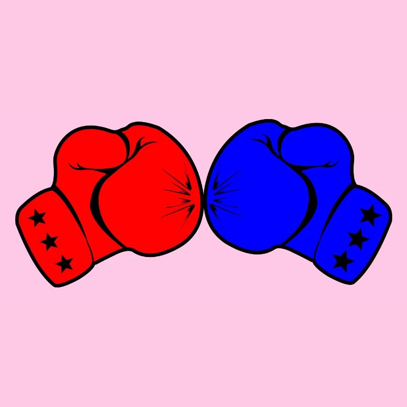 Zwei Boxhandschuhe rot und blau