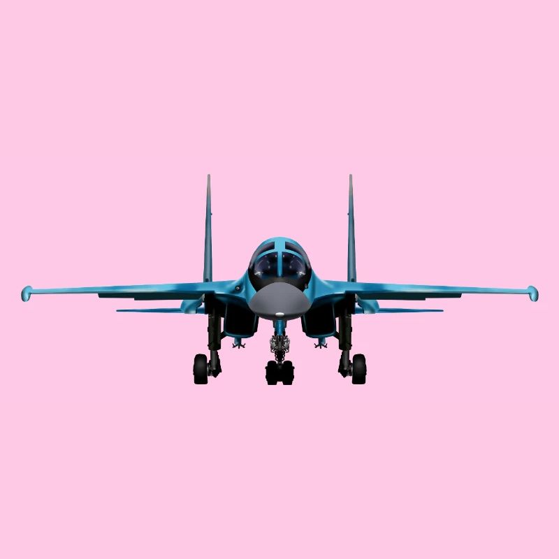 Blauer Kampfjet Frontansicht