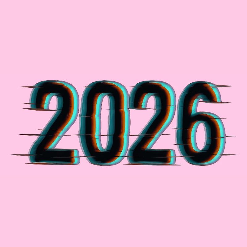 Futuristic Year 2026 Design with Neon Effect