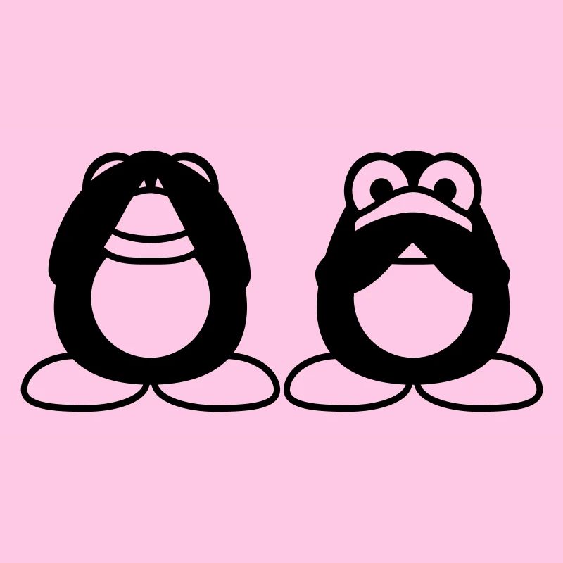 2 Penguins Talking Nothing See Mute Blind Friends