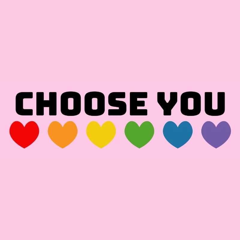 Regenbogenherzchen choose you schwarz