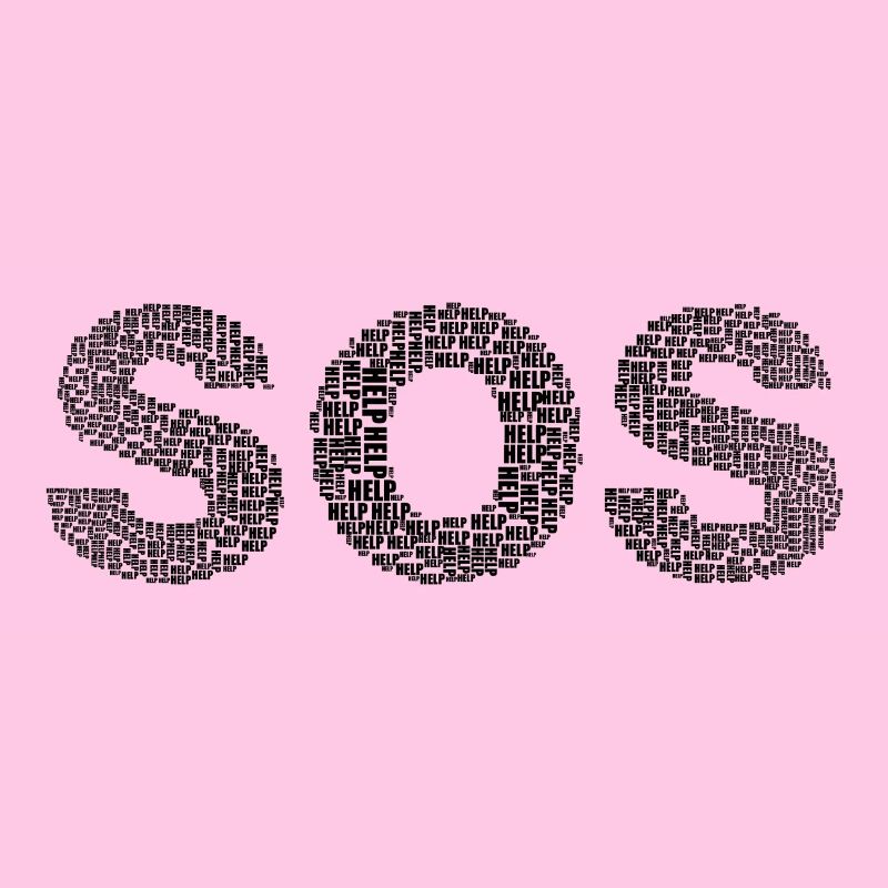 SOS! Mit dem Wort "Help" geschrieben