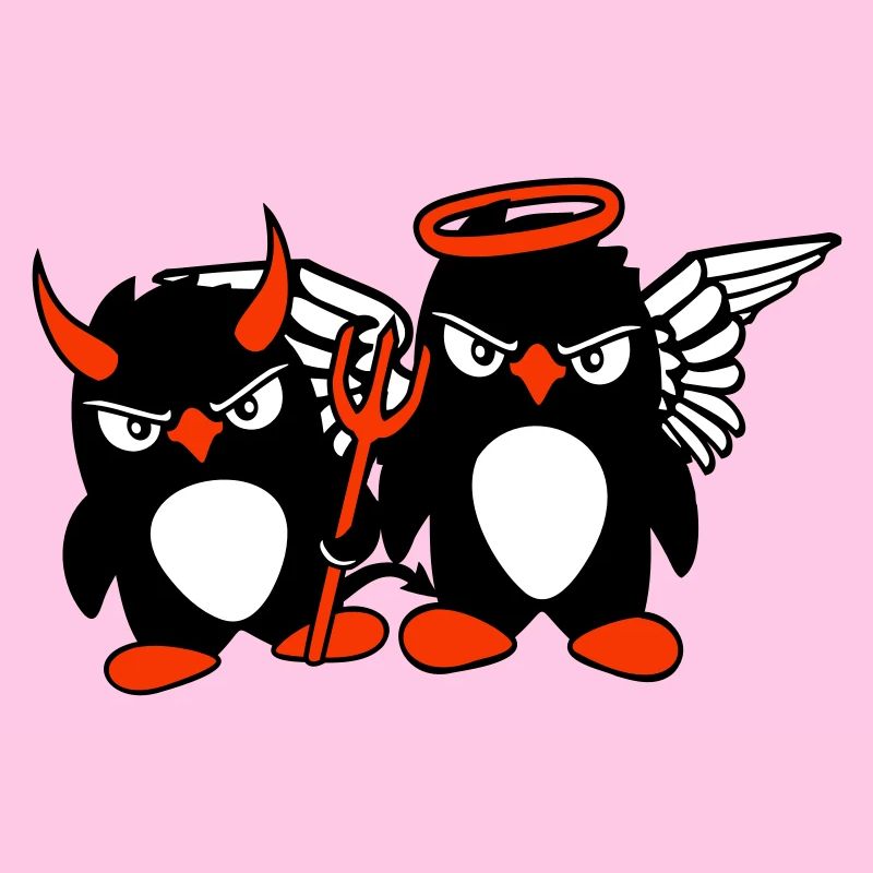 2 Penguins Angel Devil Evil Good Sky Hell Cool