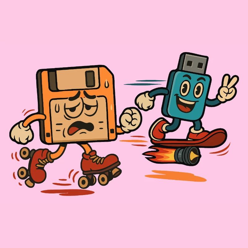 Floppy Disk vs USB Drive Sarcastic 80s Joke