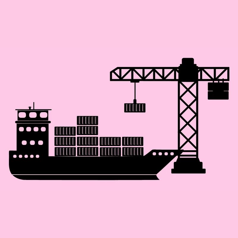 Seecontainerboot mit Kranentladung