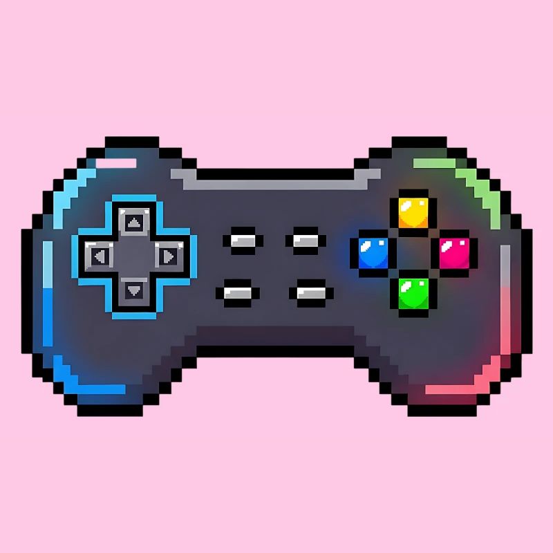 Retro-Gamepad Neon-Pixelstil