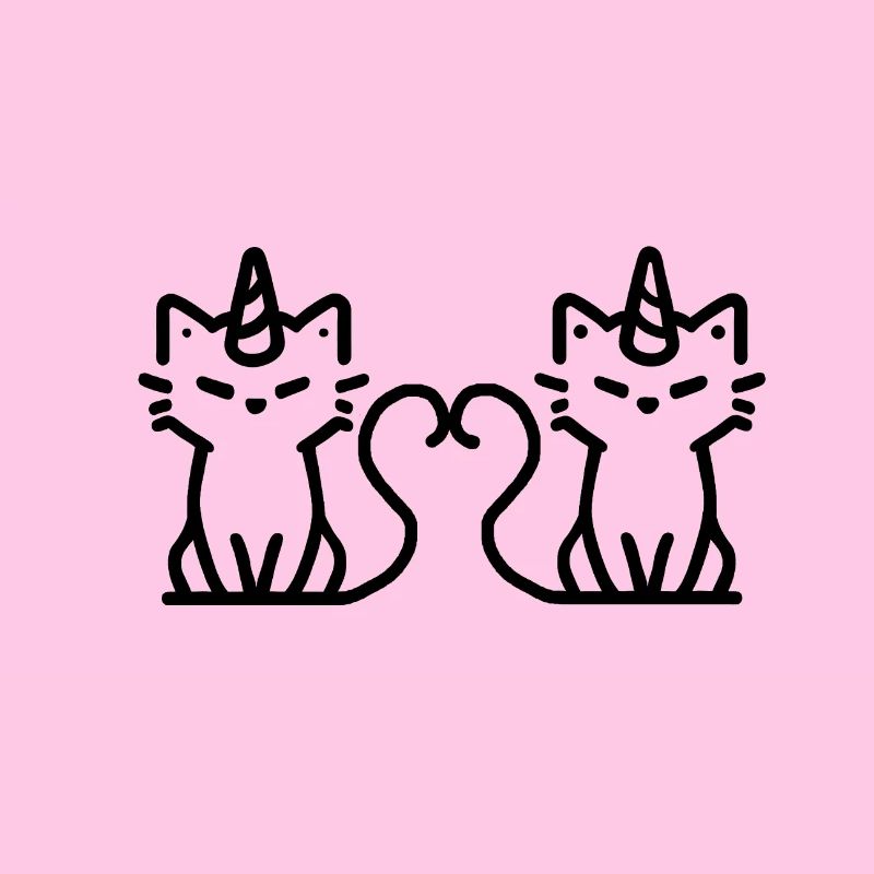 Katze-Einhörner verliebt