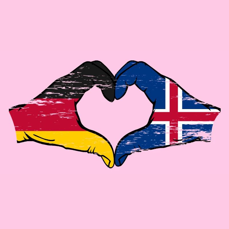 Allemagne Drapeau islandais Forme de main Forme de cœur utilisée