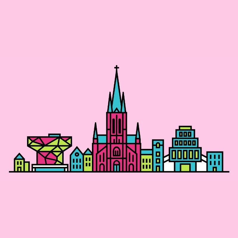 Antwerpener Stadtskyline-Kathedrale Moderne Linienkunst