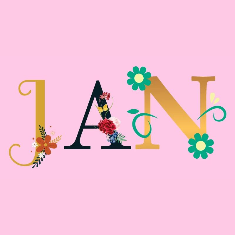 JAN Nom Décoré de Fleurs