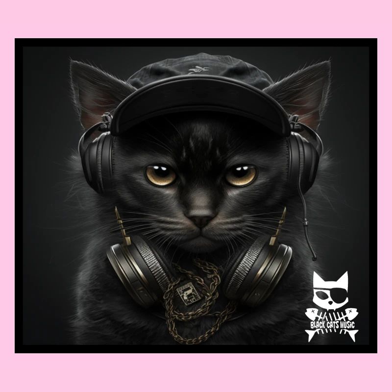 Katzen DJ mit Kopfhörern