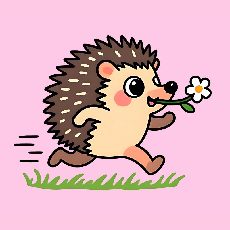 Hérisson avec une fleur