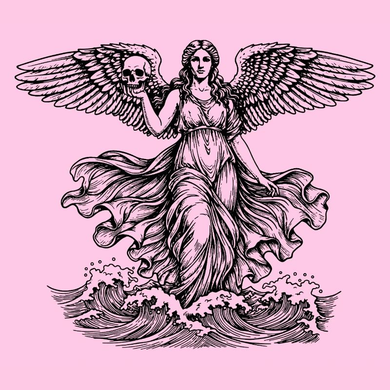Déesse grecque Aphrodite à la mer avec le crâne