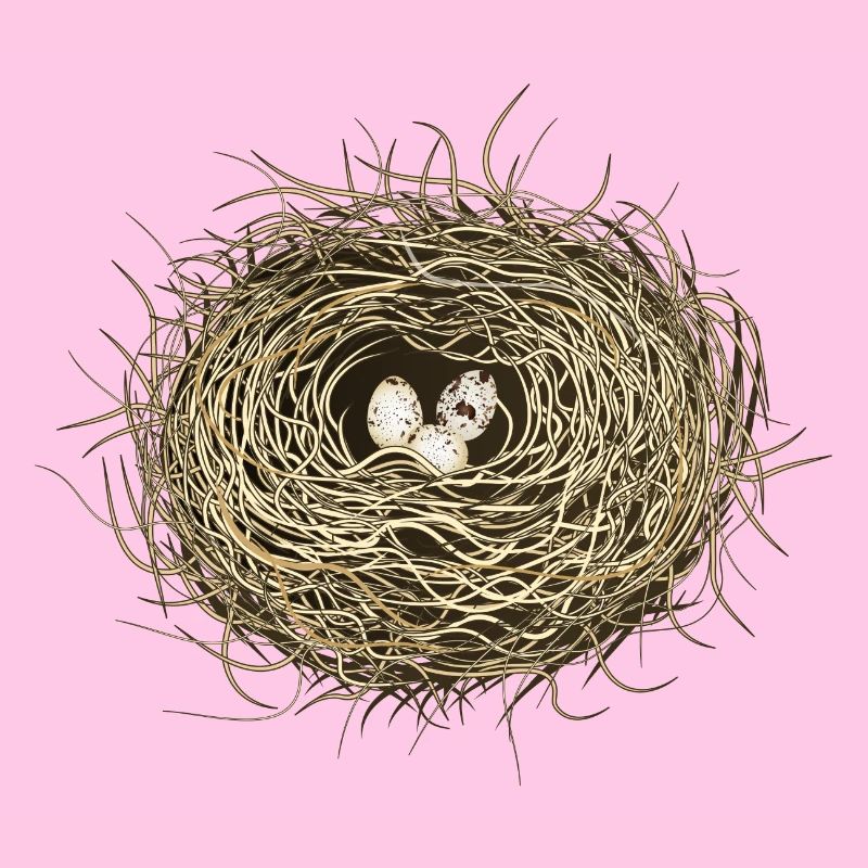 Bird's Nest or Easter Basket with Three Bird Eggs
