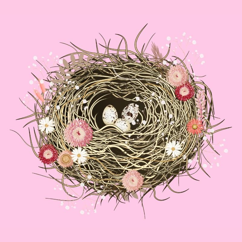 Vogelnest oder Osternest mit Trockenblumen