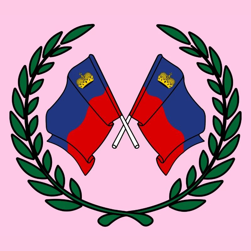 Drapeaux Liechtenstein en couronne de laurier