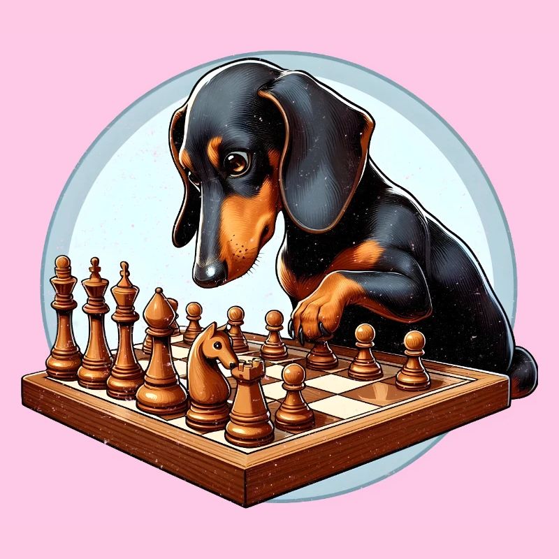 Dackel spielt Schach