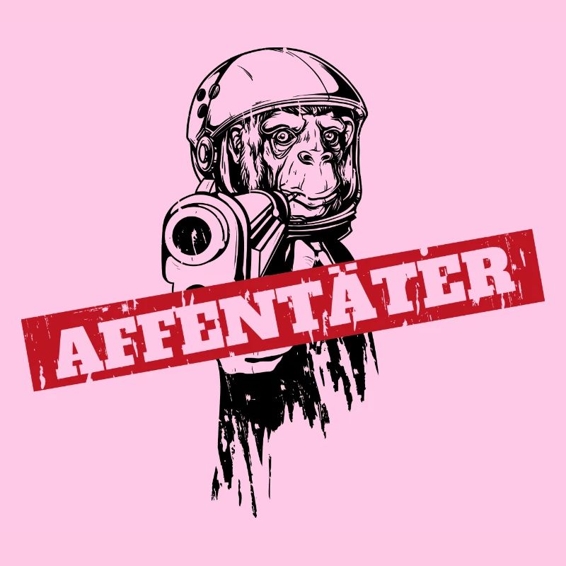 Affe mit Waffe und zielt