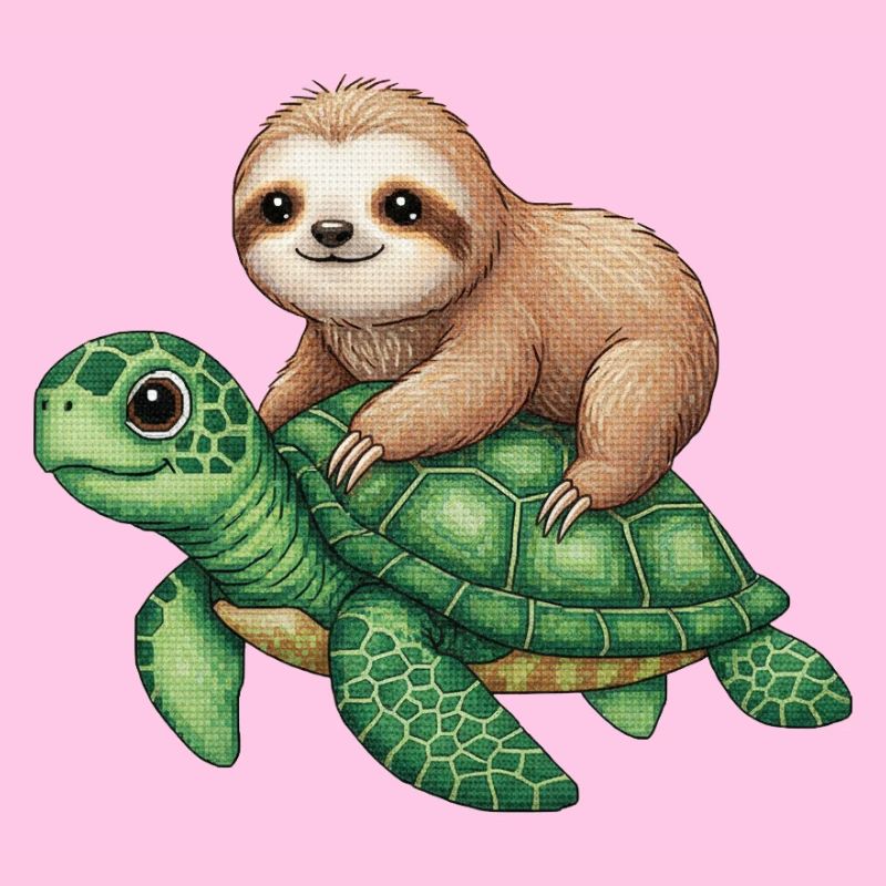 Sloth on turtle