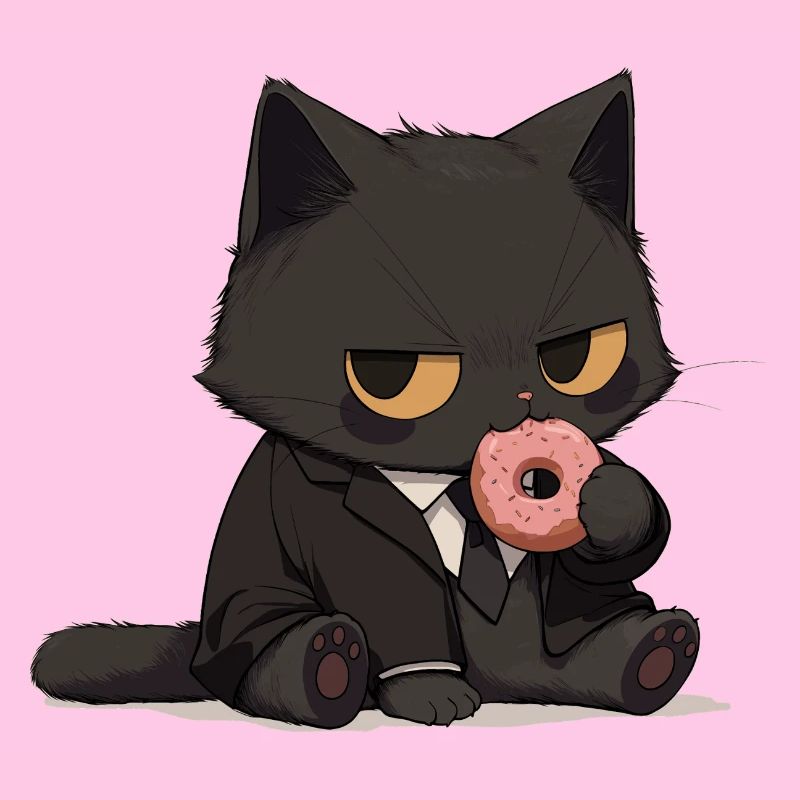 Anzugkatze mit Donut