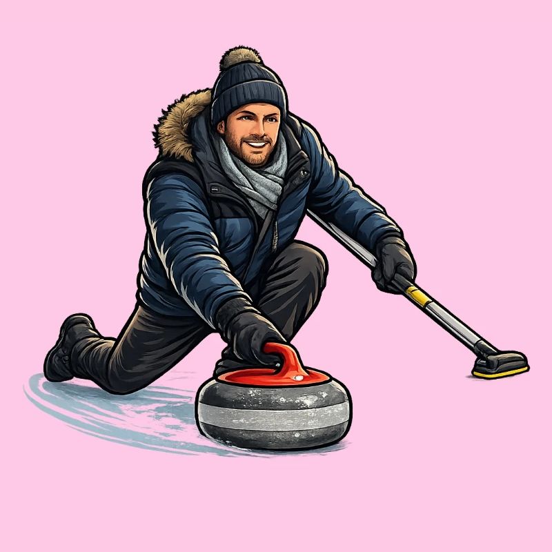 Héros du curling dans le vent de glace