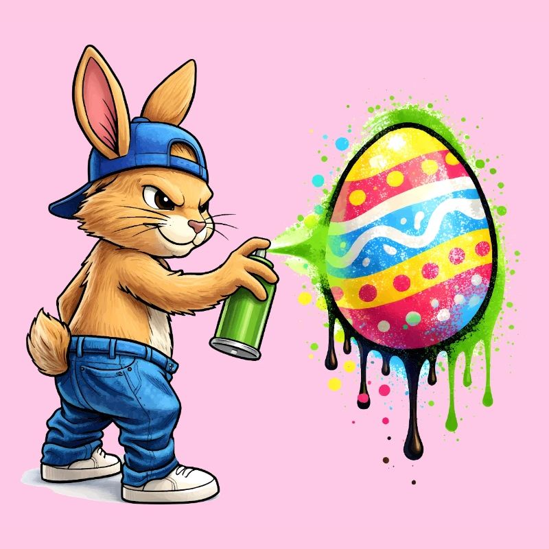 Graffiti Hase mit Osterei