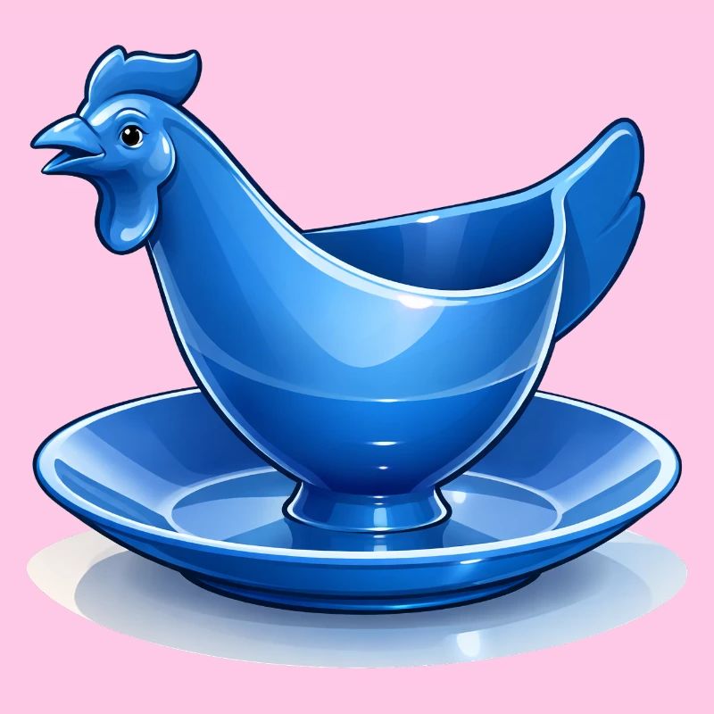 Blauer DDR Eierbecher Huhn Fanart, Ostalgie