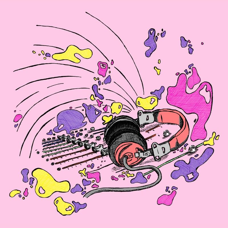 Casque d'écoute et console DJ [violet]