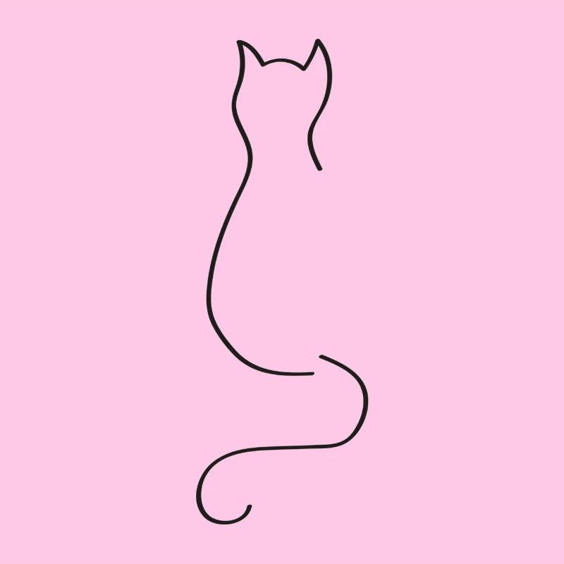 Cat One Line Noir - Chat Oneline Noir