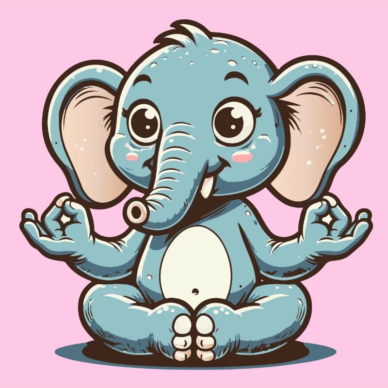 Cute blue elephant doing yoga