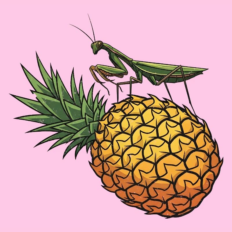 Pineapple with grasshopper illustration