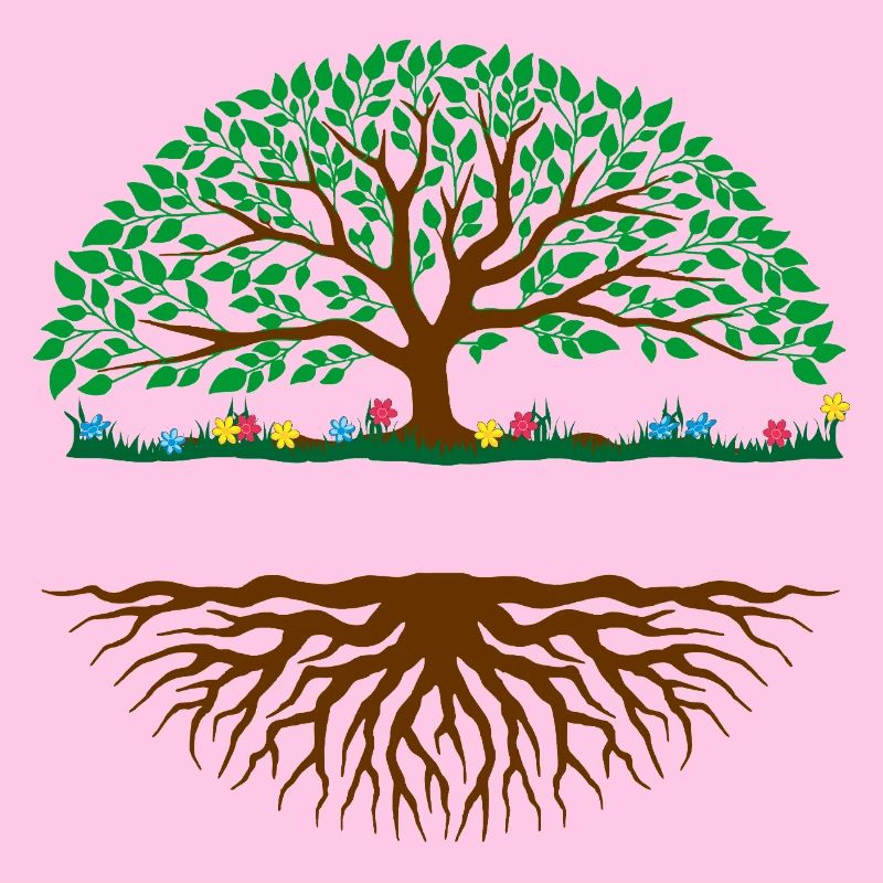 Colour illustration tree – brown trunk, green leaf