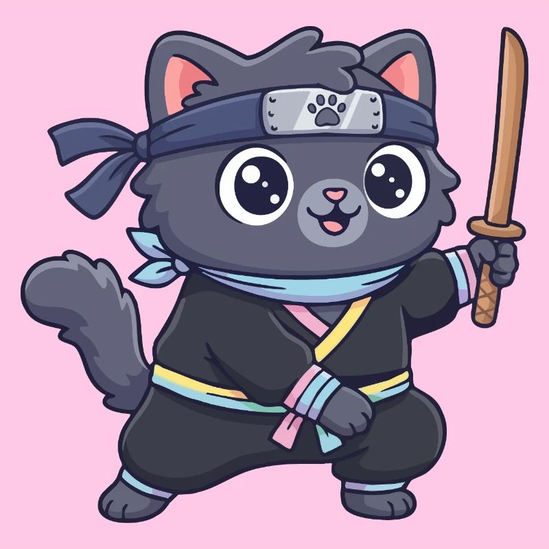 Ninja cat in samurai outfit