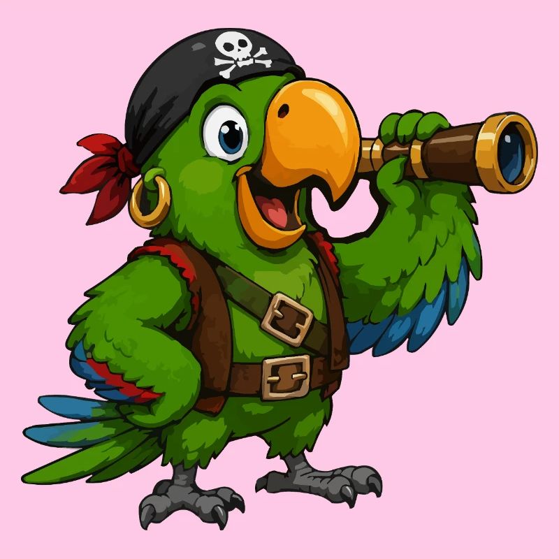 Pirate bird with spotting scope