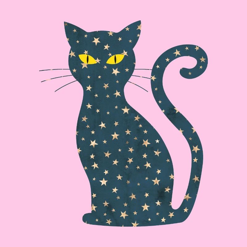 Midnight cat - Midnight cat stars moon